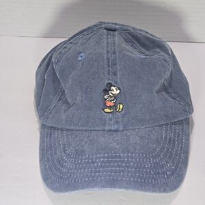 Disney Parks Baseball Hat Cap Blue Jean Denim Mickey Mouse Embroidered Adult